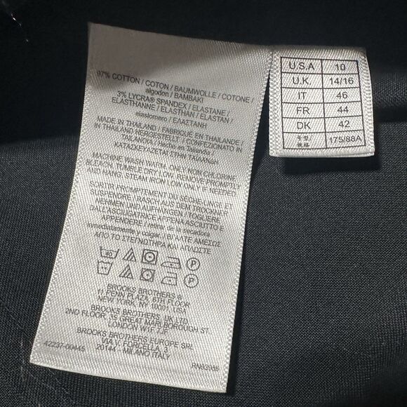 Brooks Brothers Black Fitted Non-Iron Black Button Up Shirt Size 10 Ruffle NWT - Picture 11 of 11